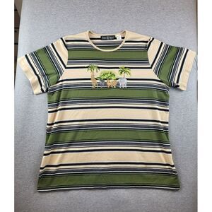 VTG Needle & Threads Womens Embroidered Bedazzled Safari Striped T Shirt Sz. 2XL